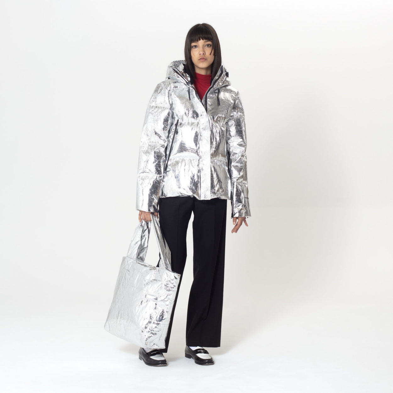 Metallic silver sale winter jacket