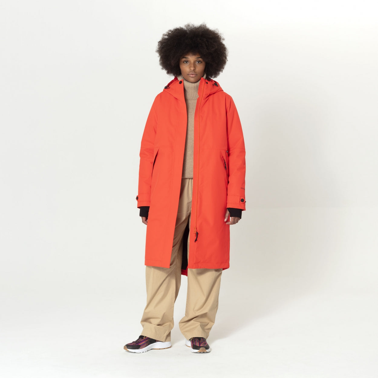 Go Frank, Ladies Cold Winter Long Parka With Fur Lining in Deep